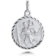 Saint-Christophe round silver medal with chiseled outline