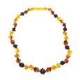 Amber necklace adorned with moon-shaped stones, screw clasp