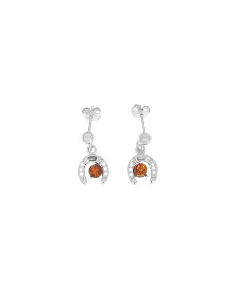 Amber ball earrings with rhodium silver horseshoe 3131668RH Nature d'Ambre 32,60 €