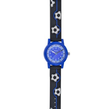 Fußballuhr für Kinder, Gehäuse und Armband aus Kunststoff in Schwarz/Blau, mvt PC21 753990 DOMI 36,00 €