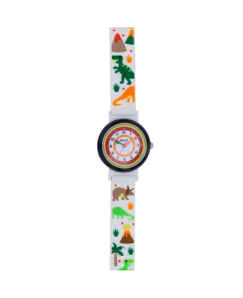 Orologio per bambini "Dinosaurs" cassa bianca e cinturino in plastica, mvt PC21
