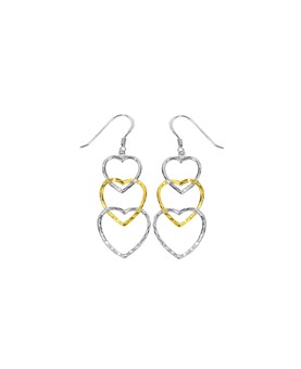 Three hearts dangling earrings in rhodium silver and gold plated 3130348 Laval 1878 18,80 €