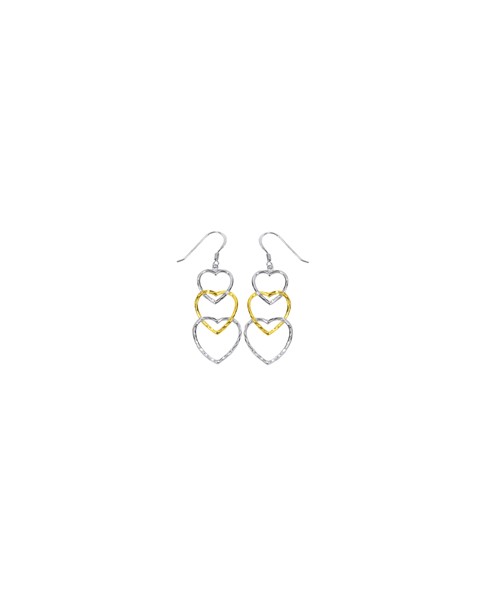 Three hearts dangling earrings in rhodium silver and gold plated 3130348 Laval 1878 18,80 €