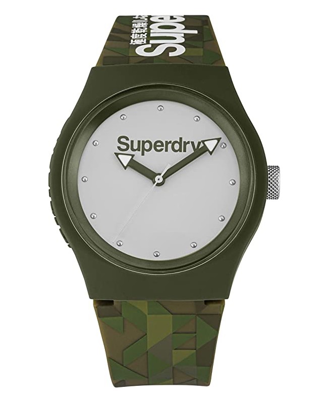 Superdry Urban style SYG005EP unisex analoog horloge - Groene siliconen band