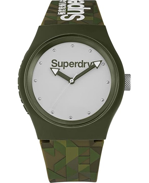 Superdry Urban style SYG005EP unisex analoog horloge - Groene siliconen band
