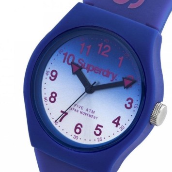 Unisex analoog horloge Superdry UrbanLaser SYG198UU - Blauwe silico...