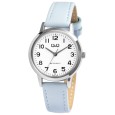Montre montre pour femme Q&Q avec bracelet en similicuir bleu clair