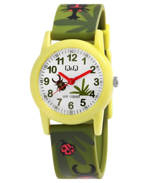 Q&Q children's watch - green silicone strap, water resistant to 10 bar