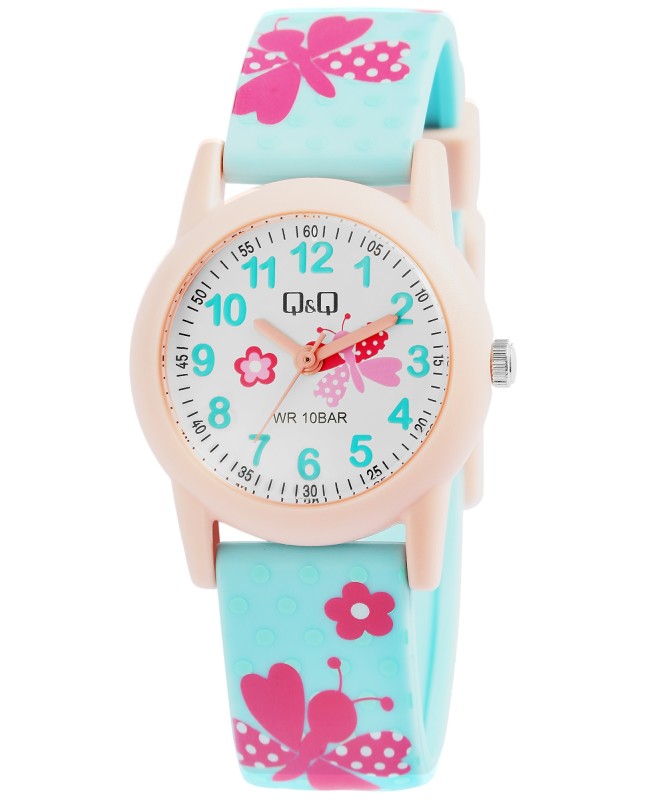 Orologio per bambini Q&Q - cinturino in silicone blu rosa, impermeabilità 10 bar