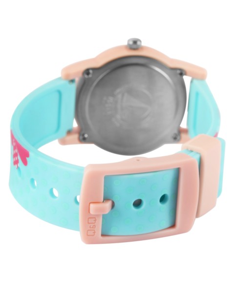 Zegarek dla dzieci Q&Q - różowy niebieski silikonowy pasek, wodoszczelność do 10 barów