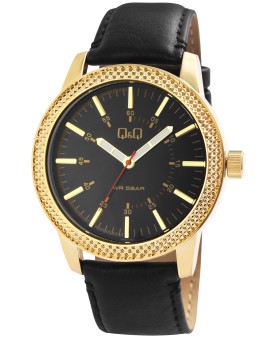 Q&Q men's watch with gold case and luminous hands, water resistant ...