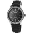 Q&Q men's watch with black silicone strap, water resistant to 5 bar