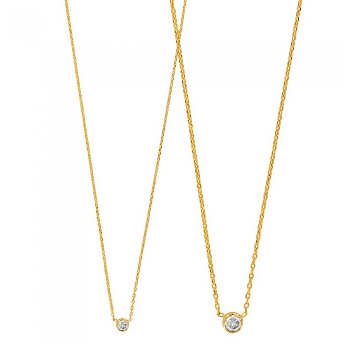 Gold plated round necklace with zirconium oxide