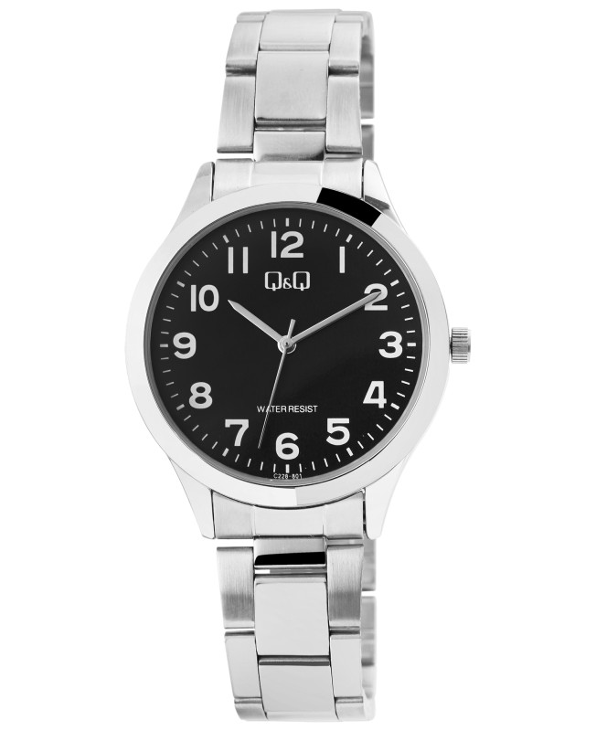 Q&Q men's quartz watch by Citizen with silver Arabic numerals Black, Silver