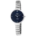Reloj de cuarzo para mujer Q&Q de Citizen con brazalete de metal, 3 barras, plata/azul