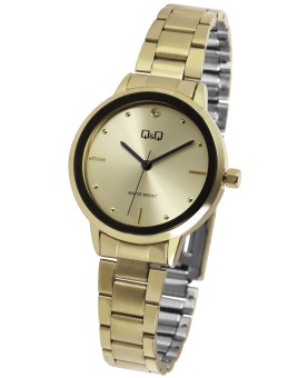 Damski zegarek Q&Q marki Citizen, bransoleta i tarcza ze stali szlachetnej w kolorze złotym, czarne kontury i wskazówki