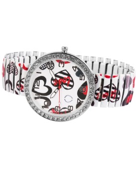 Damski zegarek Donna Kelly z wielokolorowym metalowym paskiem z motywem serca