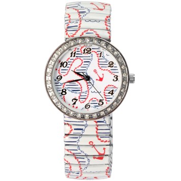 Donna Kelly women's watch with wrist strap, maritime anchor pattern, rhinestones 1700071-005 Donna Kelly 19,90 €