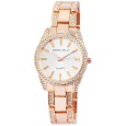 Women's watch with Donna Kelly metal bracelet, pink gold color and rhinestones