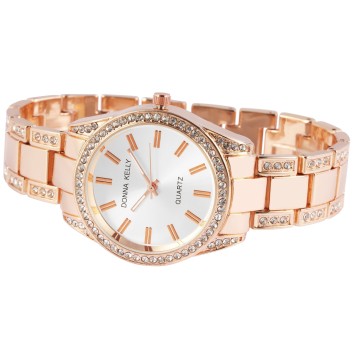 Women's watch with Donna Kelly metal bracelet, pink gold color and rhinestones 1800111-002 Donna Kelly 29,90 €