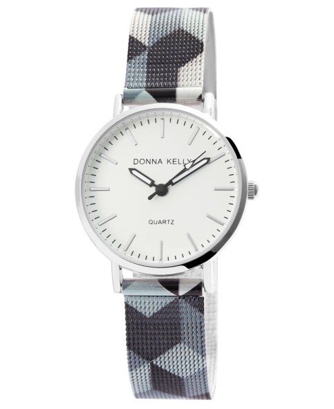 Damski zegarek Donna Kelly z wielokolorowym paskiem z siateczki
