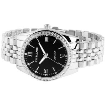 Excellanc women's watch with silver link bracelet, Roman numerals, rhinestones 1800150-003 Excellanc 36,00 €