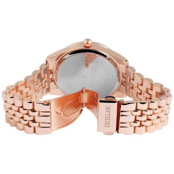 Reloj de mujer Excellanc con brazalete de eslabones en oro rosa, números romanos, pedrería 1800150-001 Excellanc 36,00 €