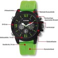 Reloj de hombre Raptor, analógico y digital, con correa de caucho verde.