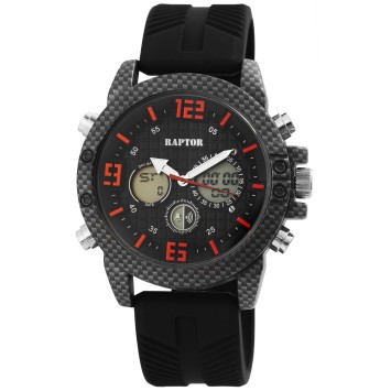 Raptor-Uhr für Herren, analog und digital, mit schwarzem Kautschukarmband RA20312-002 Raptor 49,95 €