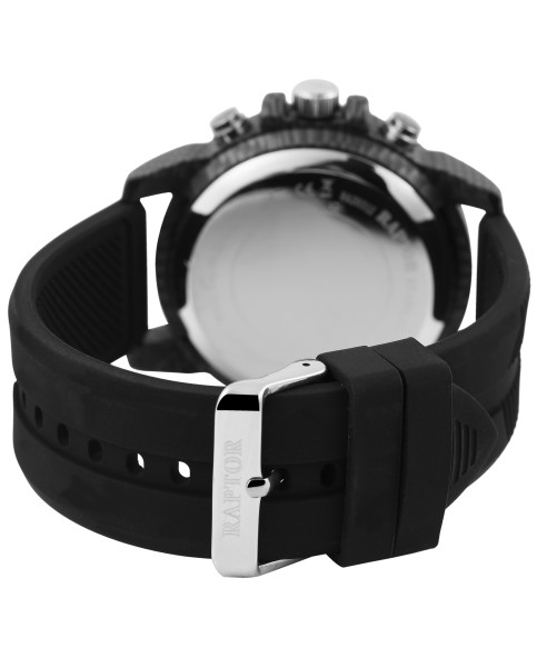 Raptor horloge voor heren, analoog en digitaal, met zwarte rubberen band