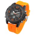 Raptor men's watch, analog and digital, with orange rubber strap