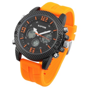 Raptor Herrenuhr, analog und digital, mit orangefarbenem Kautschukband RA20312-003 Raptor Watches 49,95 €