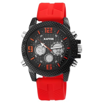 Orologio da uomo Raptor, analogico e digitale, con cinturino in caucciù rosso RA20312-006 Raptor Watches 49,95 €