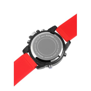 Męski zegarek Raptor, analogowy i cyfrowy, z czerwonym gumowym paskiem