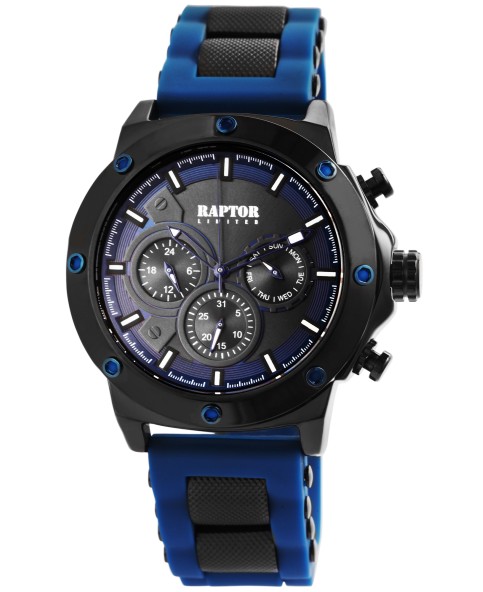 RAPTOR LIMITED herenhorloge met multifunctioneel uurwerk en blauwe siliconen band