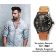Montre Raptor RA20292-004 pour homme avec bracelet en cuir véritable marron clair
