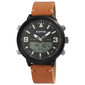 Raptor Herrenuhr mit braunem Echtlederarmband, Analog-/Digitalanzeige RA20311-001 Raptor Watches 59,95 €
