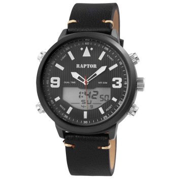 Reloj Raptor para hombre con correa de piel auténtica negra, pantalla analógica/digital RA20311-002 Raptor Watches 59,95 €