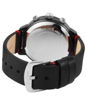 Raptor herenhorloge met zwarte en rode lederen band, analoog/digitaal display