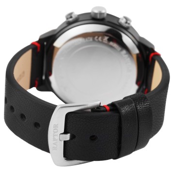 Montre Raptor RA20311-003 pour homme avec bracelet en cuir véritable noir et rouge, affichage analogique/numérique RA20311-00...