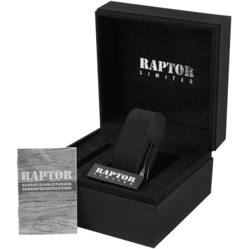 Raptor Damenuhr, anthrazitfarbenes Edelstahl-Mesh-Armband, schwarzes und roségoldenes Zifferblatt RA10001-004 Raptor Watches ...