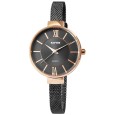 Raptor women's watch, anthracite stainless steel mesh bracelet, black and rose gold dial