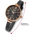 Damski zegarek Raptor, antracytowa bransoleta typu mesh ze stali nierdzewnej, tarcza w kolorze czarno-różowozłotym