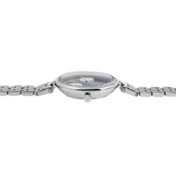 Montre Raptor Malva RA10204-002 pour femme, bracelet maille en acier inoxydable, cadran fleurs gris bleu et strass RA10204-00...