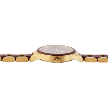 Orologio da donna Raptor Laila in acciaio inossidabile color oro e legno, quadrante e lunetta in legno RA10206-004 Raptor Wat...