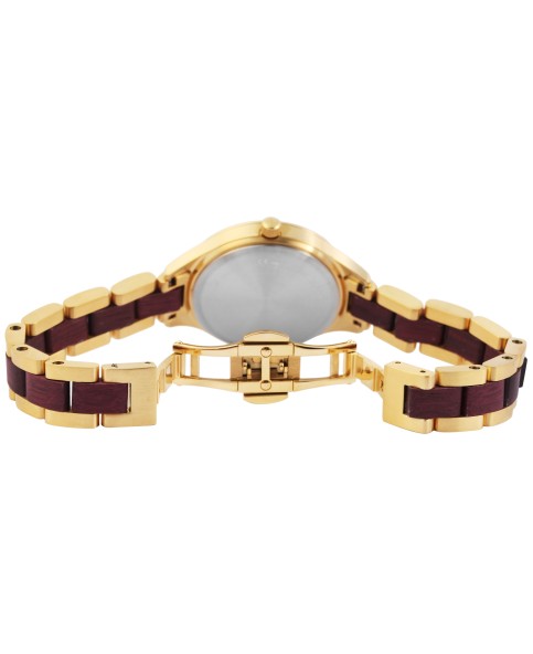 Raptor Laila women's watch in gold-tone stainless steel and wood, wood dial and bezel