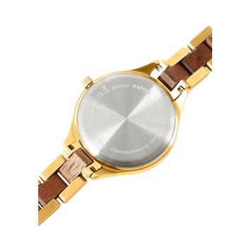 Reloj para mujer Raptor Laila en acero inoxidable dorado y madera, esfera y bisel de madera. RA10206-004 Raptor Watches 79,95 €