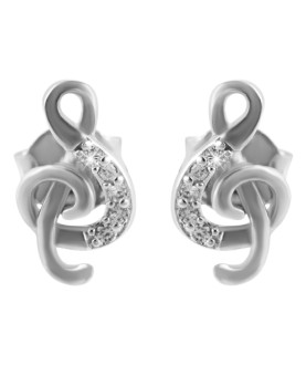 Set of earrings and pendant in the shape of a treble clef and zirconium in rhodium-plated 925 silver 5360011-001 FD Bijoux 34...