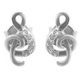 Parure di orecchini e pendente a forma di chiave di violino e zirconio in argento 925 rodiato