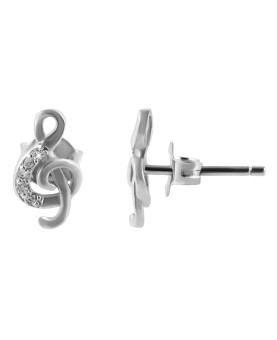 Set of earrings and pendant in the shape of a treble clef and zirconium in rhodium-plated 925 silver 5360011-001 FD Bijoux 34...